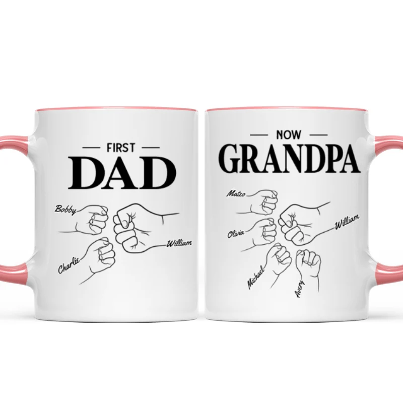 First Dad Now Grandpa Fist Bump Outline Father‘s Day Gift Personalized Mug - Image 13