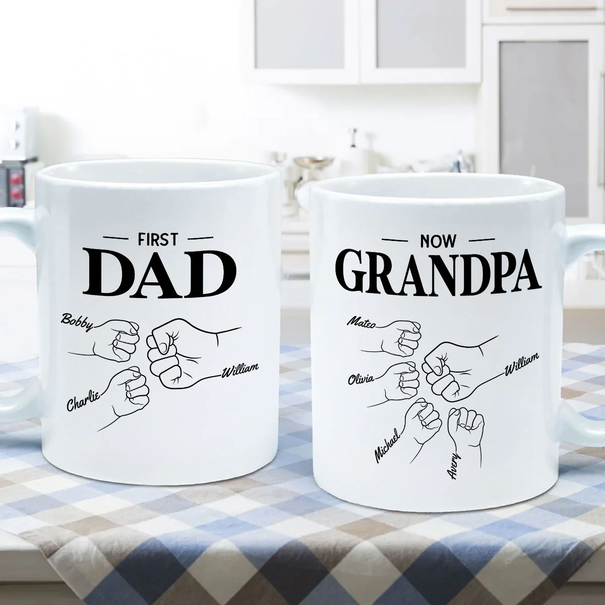 First Dad Now Grandpa Fist Bump Outline Father‘s Day Gift Personalized Mug - Image 5