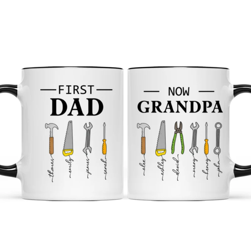 First Dad Now Grandpa Garage Tools Custom Kids Names - Personalized Mug - Father's Day Gift For Mechanic Dad, Grandpa - Image 11