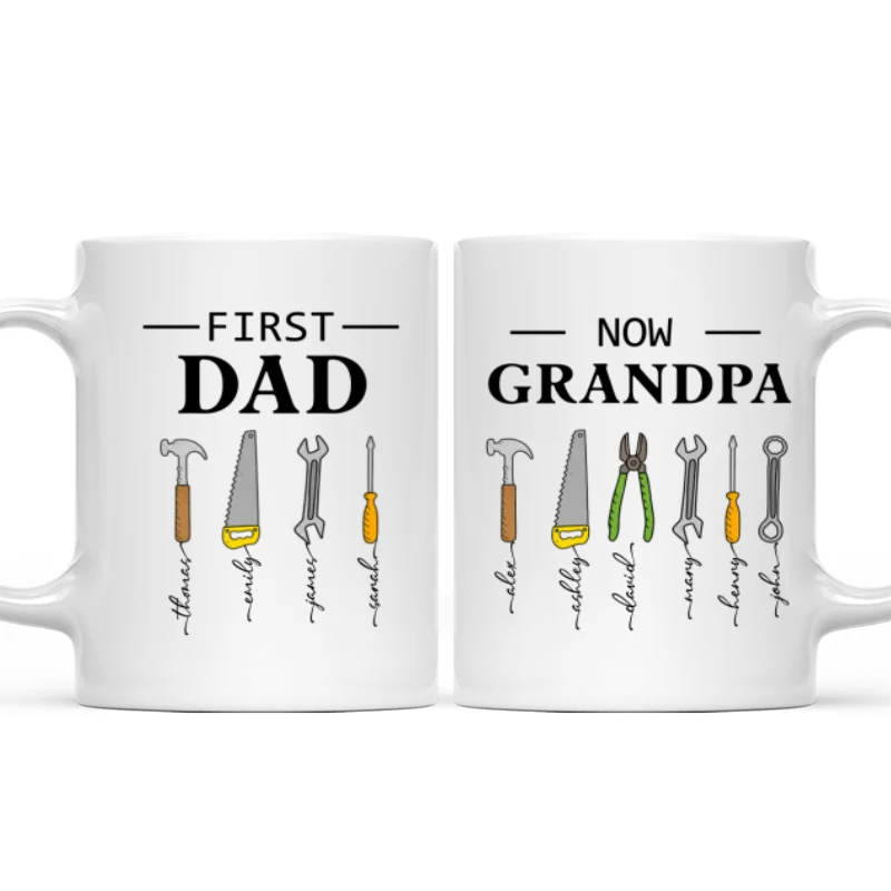 First Dad Now Grandpa Garage Tools Custom Kids Names - Personalized Mug - Father's Day Gift For Mechanic Dad, Grandpa - Image 18