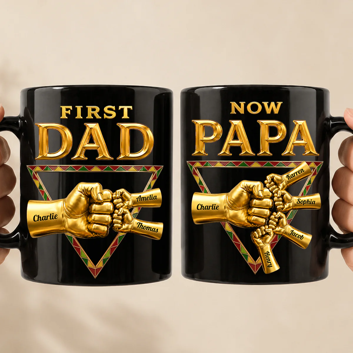 First Dad Now Grandpa - Personalized Mug - Father's Day Gift for Grandpa, Dad, Husband