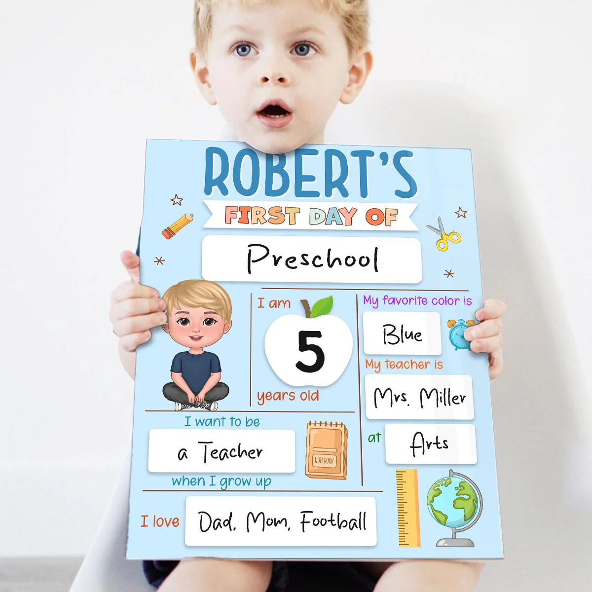 First Day, Last Day of School Cute Kid School Things Personalized Board School Sign - Image 5