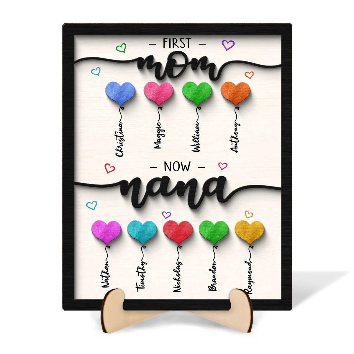 First Mom Now Grandma Balloons Personalized 2-Layer Wooden Plaque