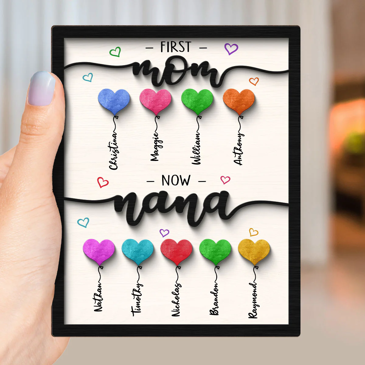 First Mom Now Grandma Balloons Personalized 2-Layer Wooden Plaque - Image 4