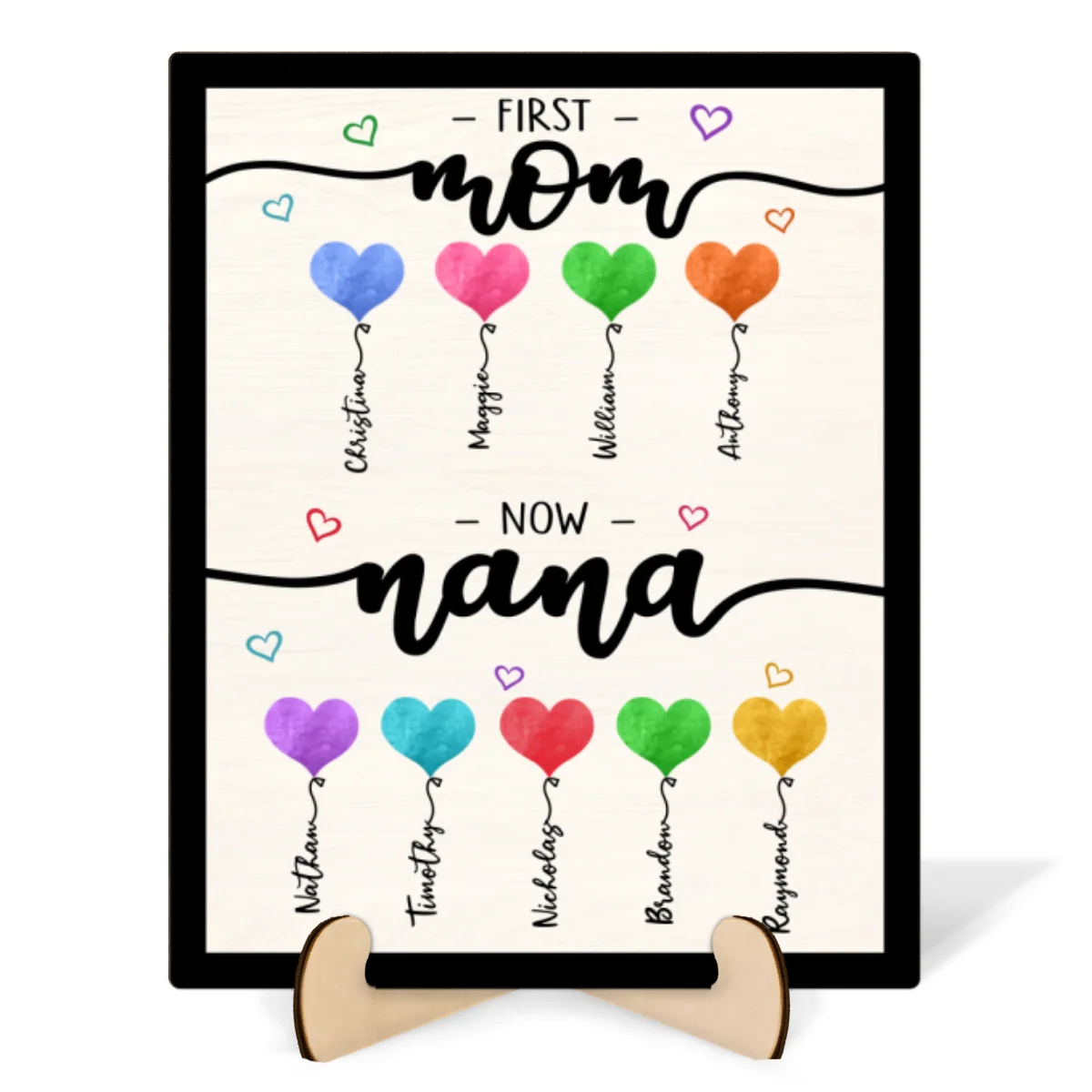 First Mom Now Grandma Balloons Personalized 2-Layer Wooden Plaque - Image 7