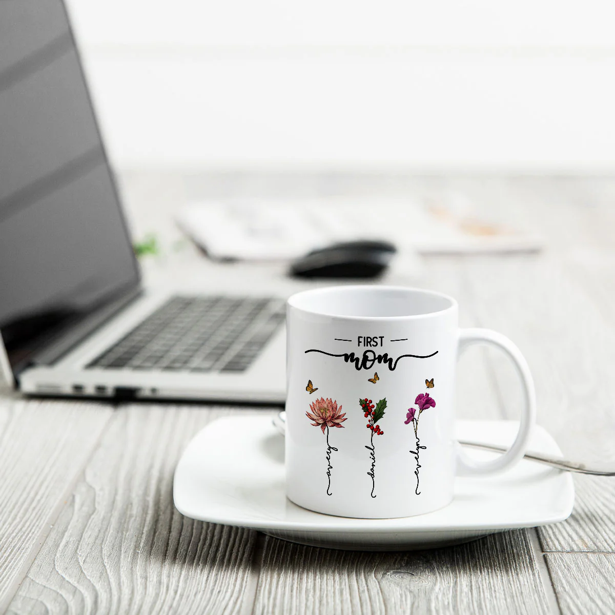 First Mom Now Grandma Birth Flower Personalized Mug - Image 4