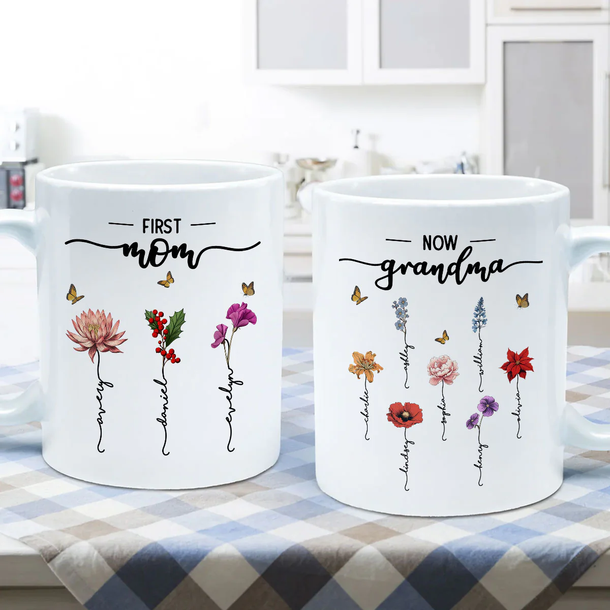 First Mom Now Grandma Birth Flower Personalized Mug - Image 5