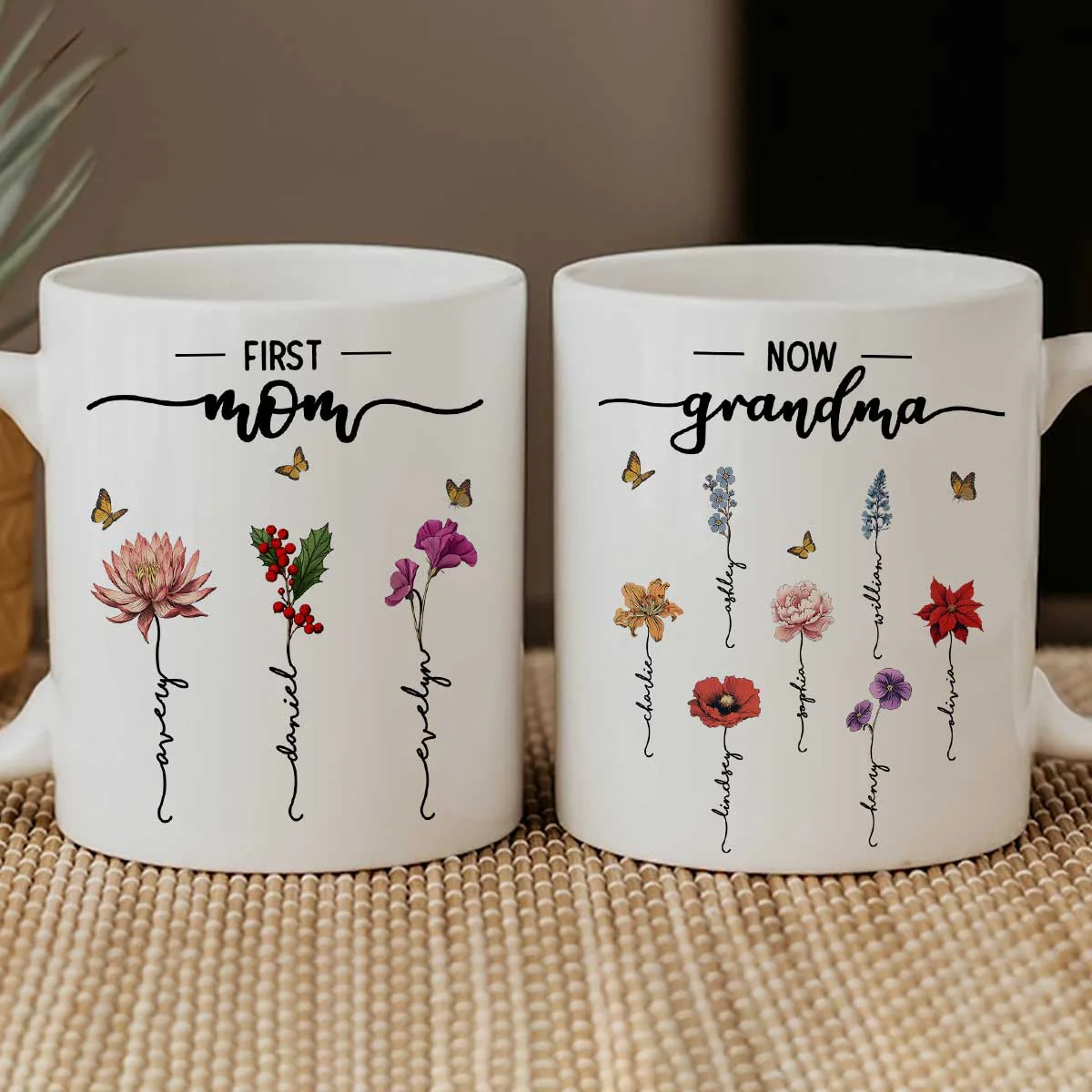 First Mom Now Grandma Birth Flower Personalized Mug - Image 7