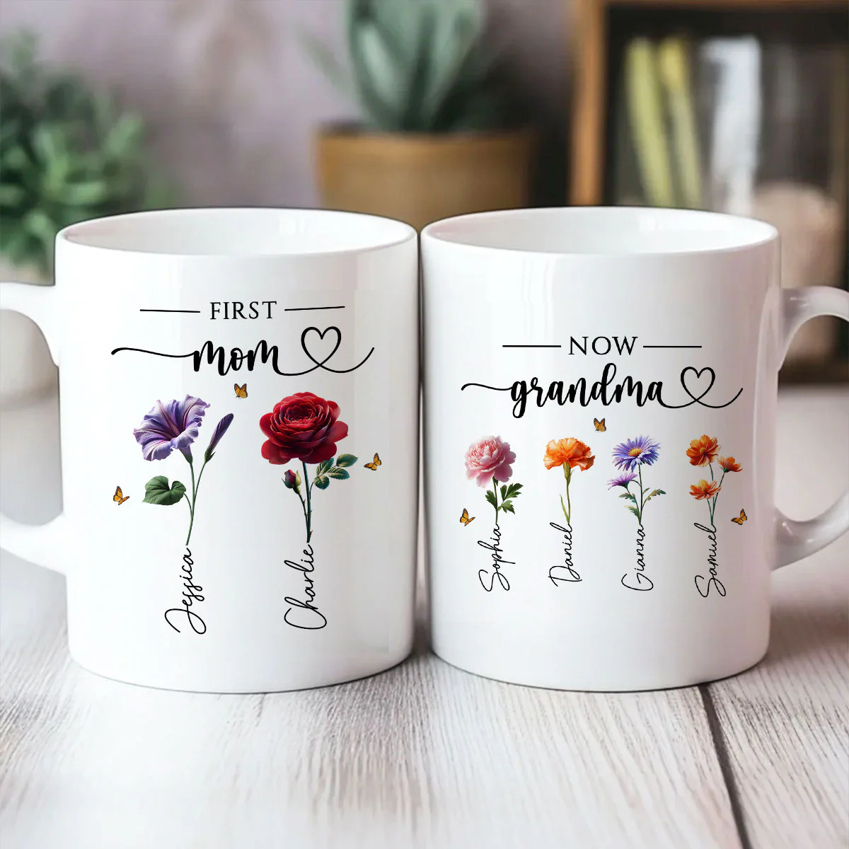 First Mom Now Grandma Birthmonth Flowers - Personalized Mug - Heartfelt Gift For Grandma - Image 5