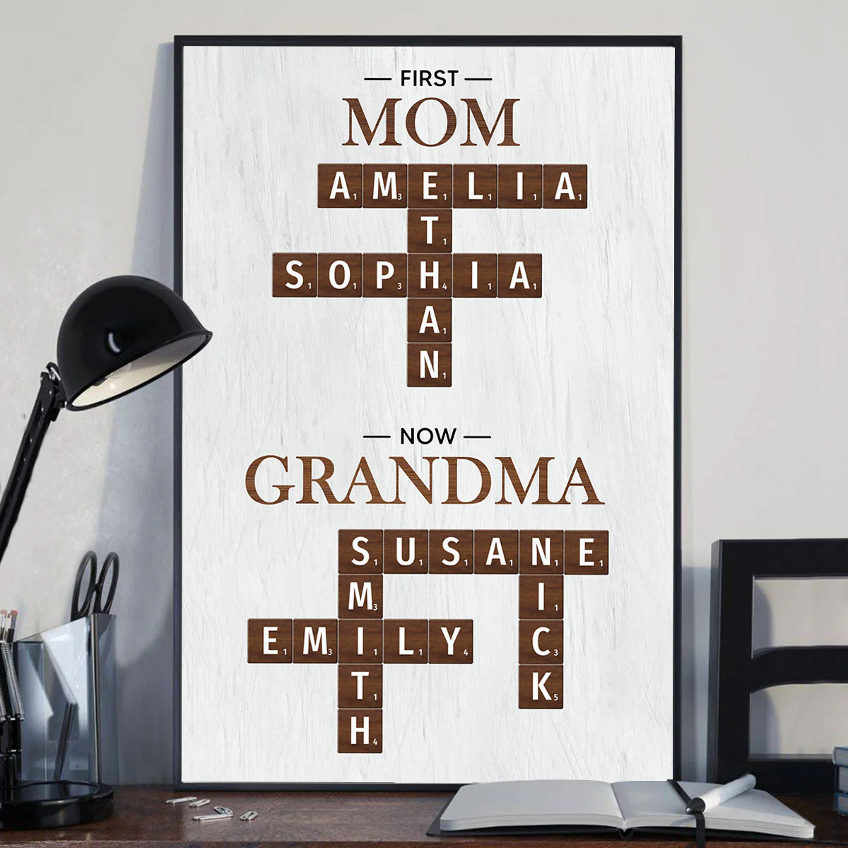 First Mom Now Grandma Crossword Puzzle Art Personalized Poster - Image 3