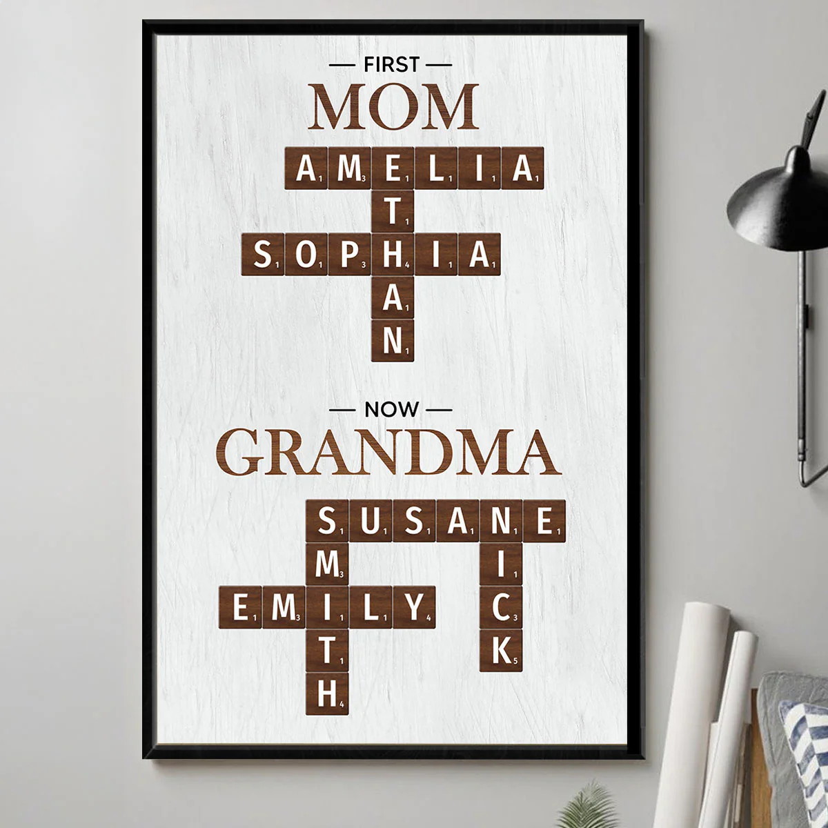 First Mom Now Grandma Crossword Puzzle Art Personalized Poster - Image 4