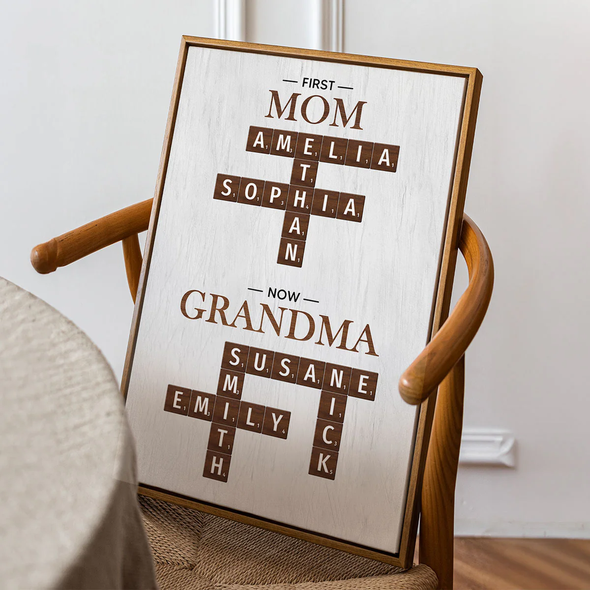 First Mom Now Grandma Crossword Puzzle Art Personalized Poster - Image 5