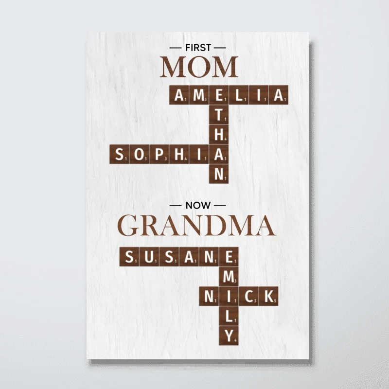 First Mom Now Grandma Crossword Puzzle Art Personalized Poster - Image 9