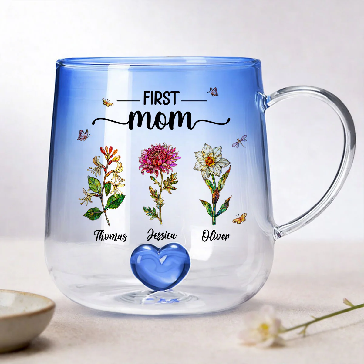 First Mom Now Grandma Custom Birth Flowers - Personalized Glass Mug - Mother's Day Gift for Mom, Grandma - Image 8