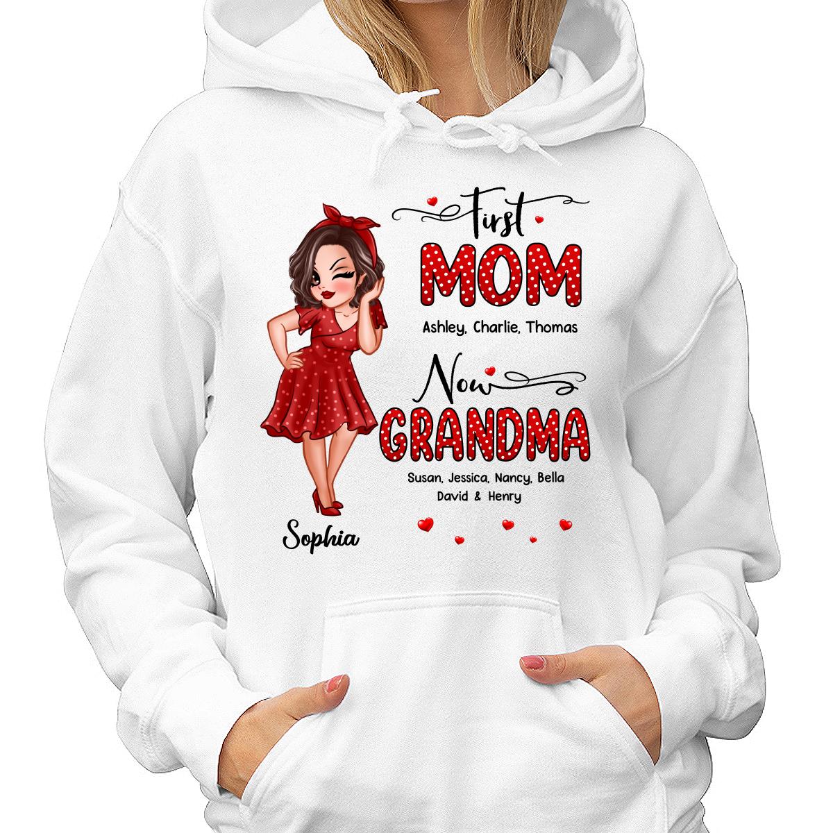 First Mom Now Grandma Polka Dot Personalized Shirt - Image 4