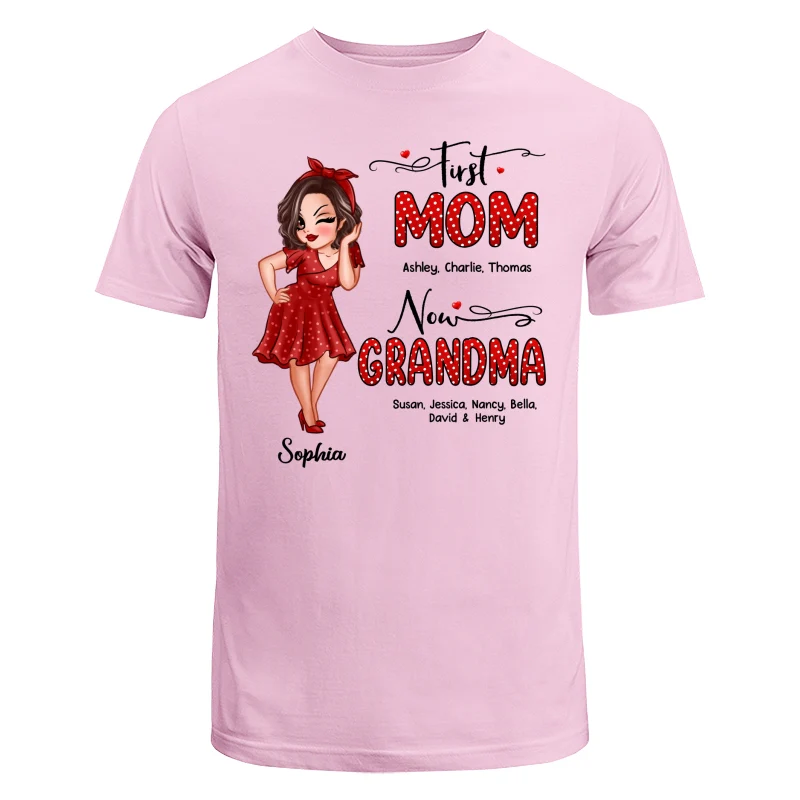 First Mom Now Grandma Polka Dot Personalized Shirt - Image 7