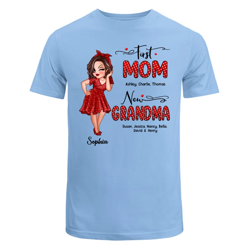 First Mom Now Grandma Polka Dot Personalized Shirt - Image 8