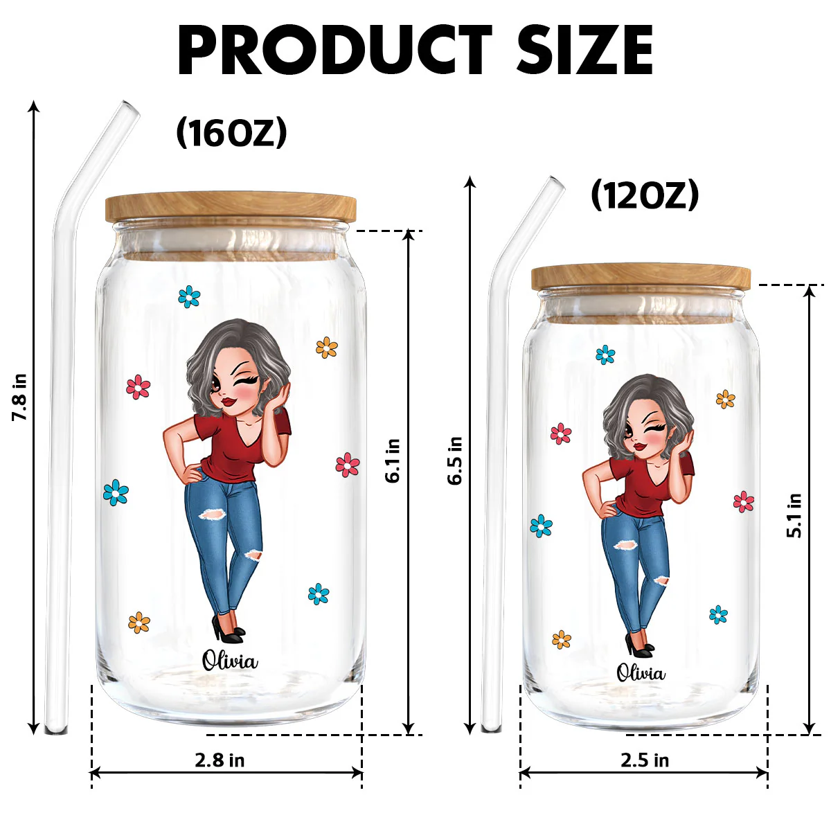 First Mom Now Grandma Personalized Clear Glass Can - Image 9