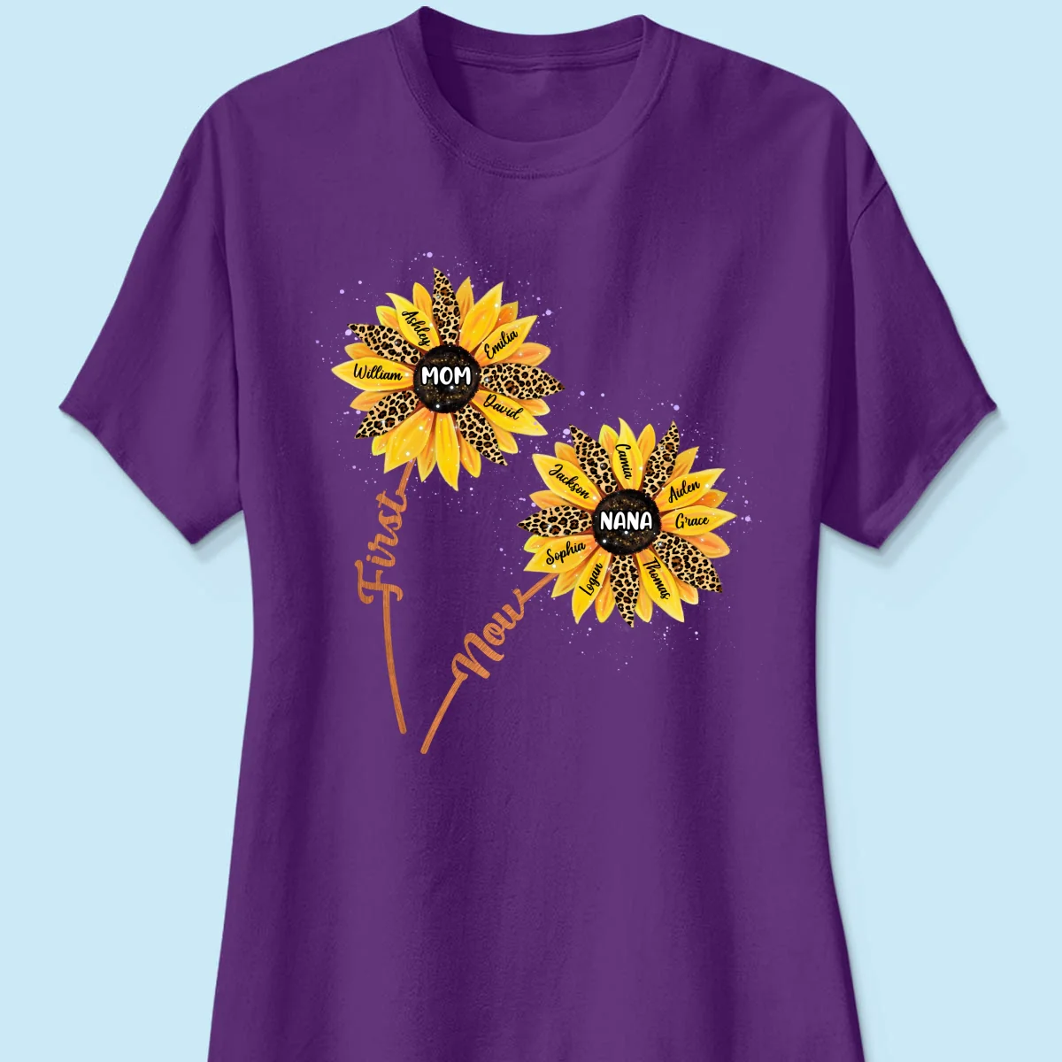First Mom Now Grandma Sunflower Grandkids Names Personalized Shirt - Image 12
