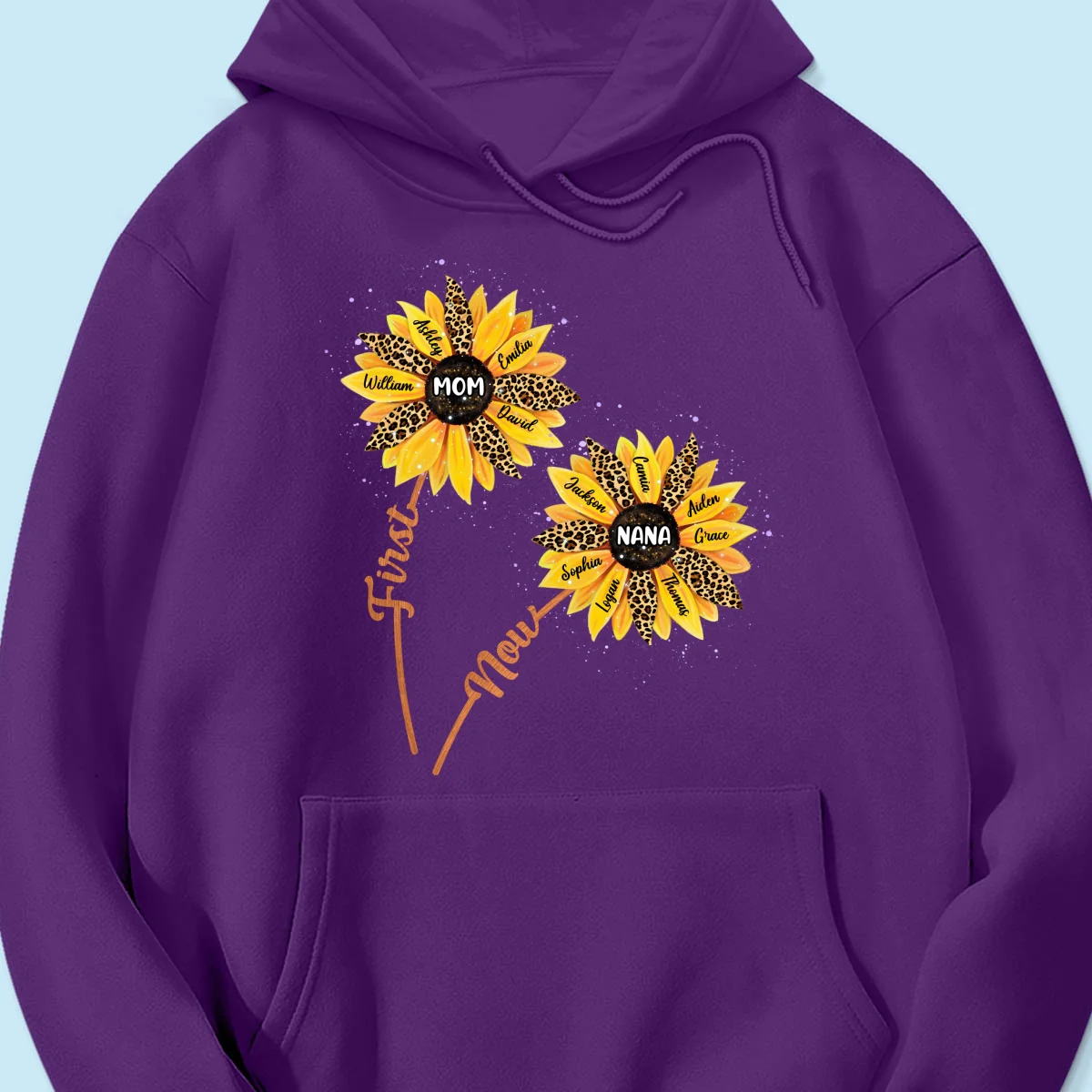 First Mom Now Grandma Sunflower Grandkids Names Personalized Shirt - Image 19