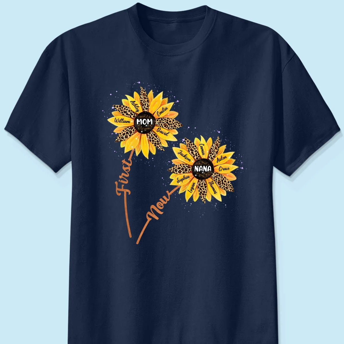 First Mom Now Grandma Sunflower Grandkids Names Personalized Shirt - Image 6