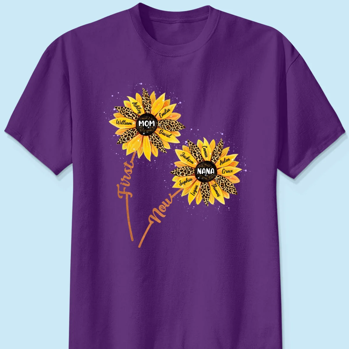 First Mom Now Grandma Sunflower Grandkids Names Personalized Shirt - Image 8