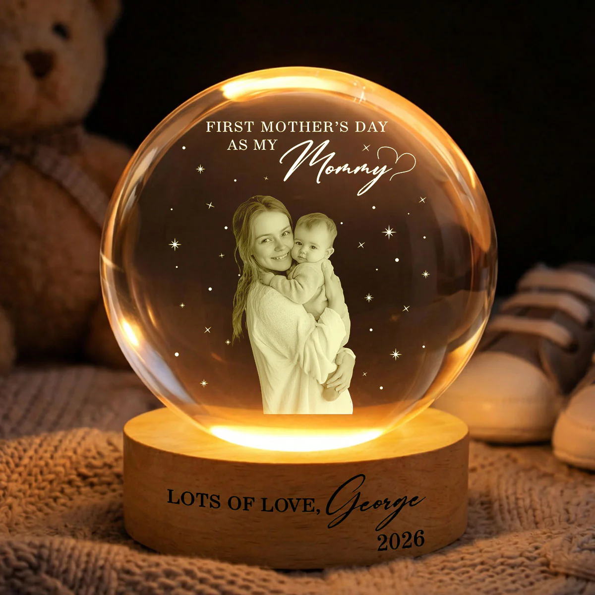 First Mother's Day As My Mommy - Personalized Crystal Ball LED Night Light - Heartfelt Mother's Day Gift for New Mom, Wife - Image 4