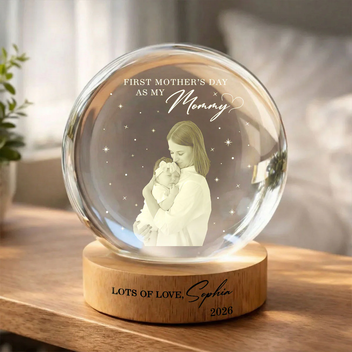 First Mother's Day As My Mommy - Personalized Crystal Ball LED Night Light - Heartfelt Mother's Day Gift for New Mom, Wife - Image 5