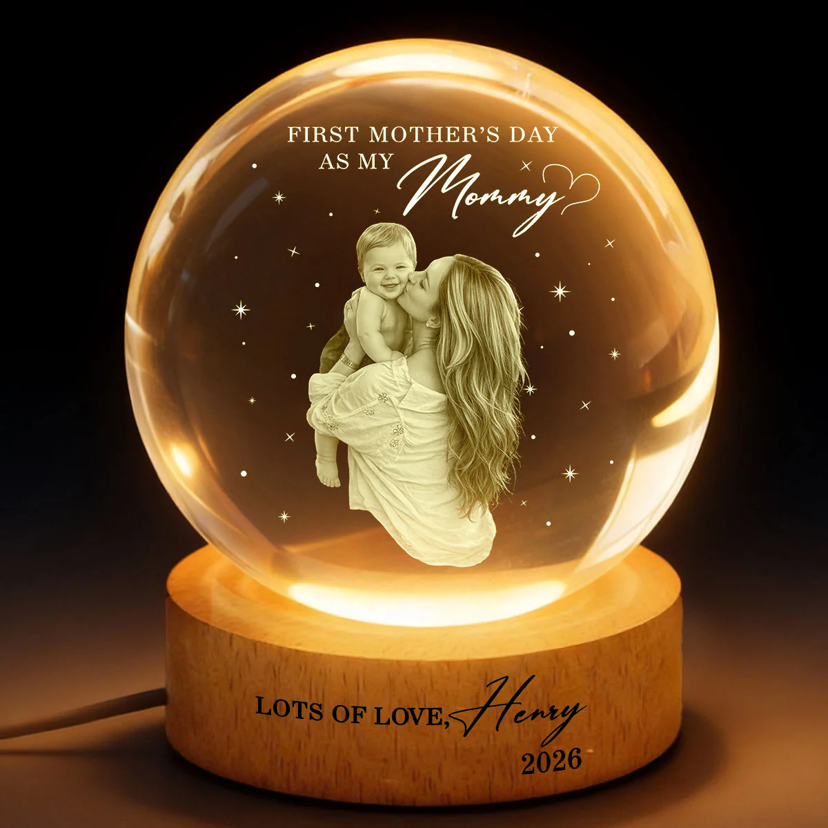 First Mother's Day As My Mommy - Personalized Crystal Ball LED Night Light - Heartfelt Mother's Day Gift for New Mom, Wife - Image 6