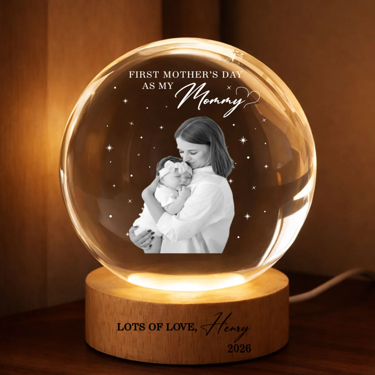 First Mother's Day As My Mommy - Personalized Crystal Ball LED Night Light - Heartfelt Mother's Day Gift for New Mom, Wife - Image 9