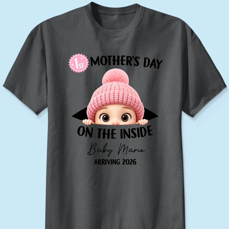 First Mother's Day on the Inside - Personalized Shirt - Baby Arriving Gift, Custom Pregnancy Announcement Tee - Image 10