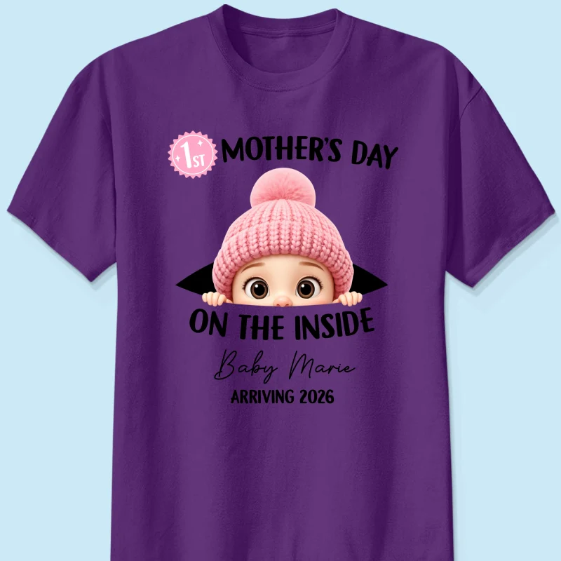 First Mother's Day on the Inside - Personalized Shirt - Baby Arriving Gift, Custom Pregnancy Announcement Tee - Image 11