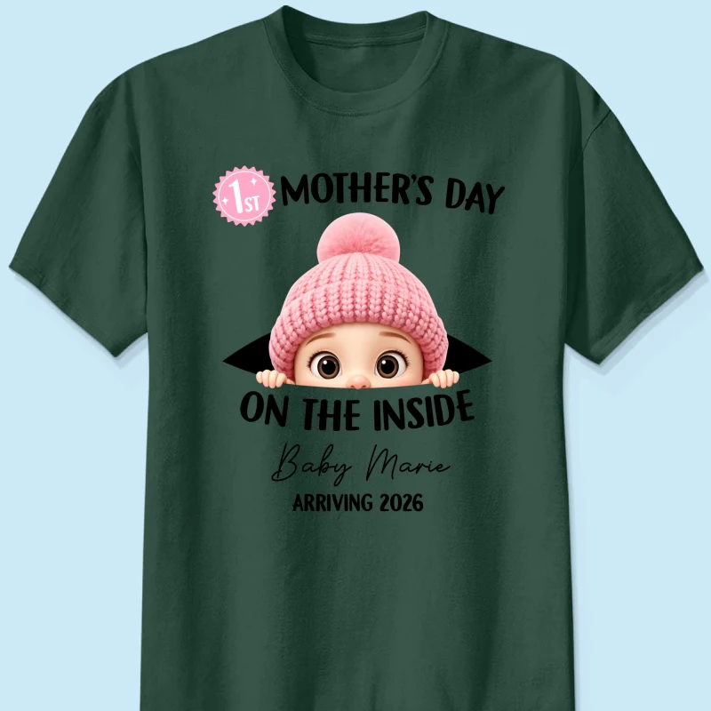 First Mother's Day on the Inside - Personalized Shirt - Baby Arriving Gift, Custom Pregnancy Announcement Tee - Image 12