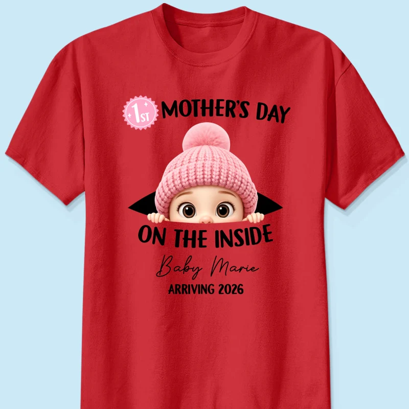 First Mother's Day on the Inside - Personalized Shirt - Baby Arriving Gift, Custom Pregnancy Announcement Tee - Image 14