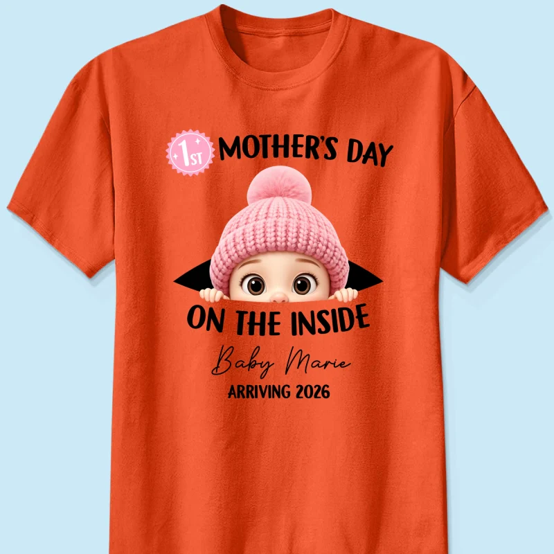 First Mother's Day on the Inside - Personalized Shirt - Baby Arriving Gift, Custom Pregnancy Announcement Tee - Image 15