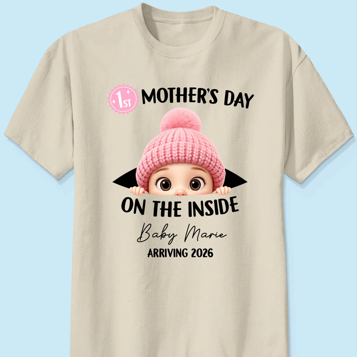First Mother's Day on the Inside - Personalized Shirt - Baby Arriving Gift, Custom Pregnancy Announcement Tee - Image 17