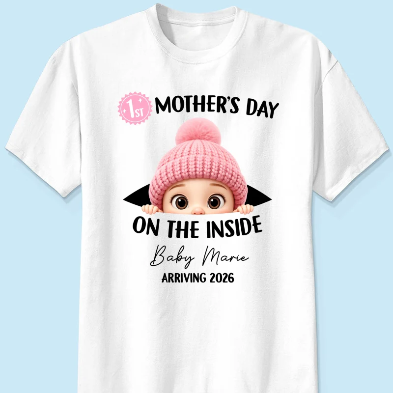 First Mother's Day on the Inside - Personalized Shirt - Baby Arriving Gift, Custom Pregnancy Announcement Tee - Image 18