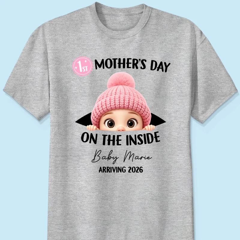 First Mother's Day on the Inside - Personalized Shirt - Baby Arriving Gift, Custom Pregnancy Announcement Tee - Image 19