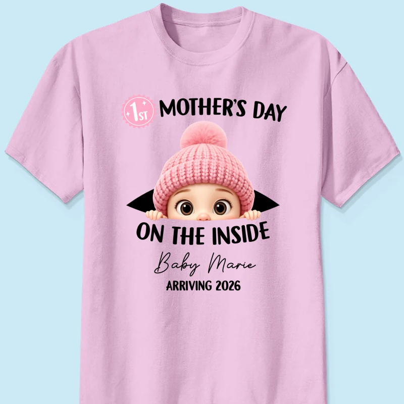 First Mother's Day on the Inside - Personalized Shirt - Baby Arriving Gift, Custom Pregnancy Announcement Tee - Image 20
