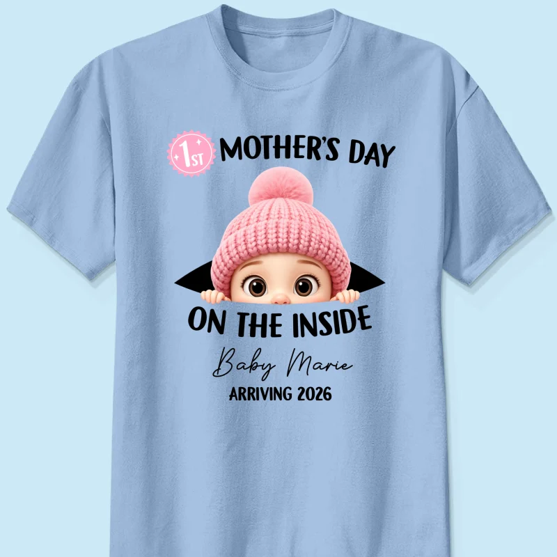 First Mother's Day on the Inside - Personalized Shirt - Baby Arriving Gift, Custom Pregnancy Announcement Tee - Image 21