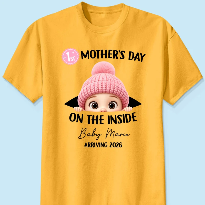 First Mother's Day on the Inside - Personalized Shirt - Baby Arriving Gift, Custom Pregnancy Announcement Tee - Image 22