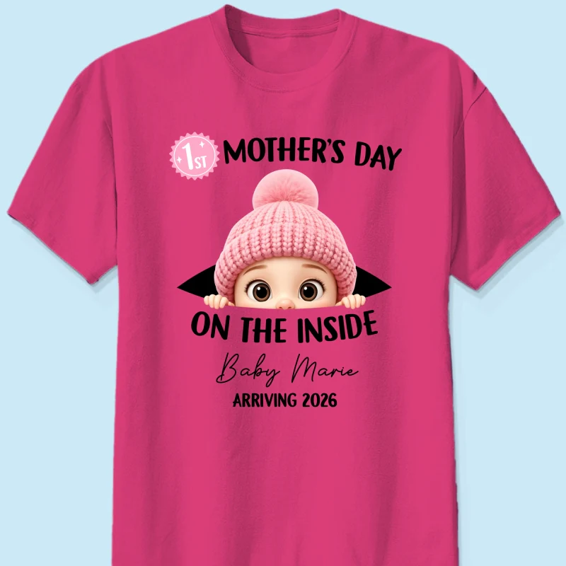 First Mother's Day on the Inside - Personalized Shirt - Baby Arriving Gift, Custom Pregnancy Announcement Tee - Image 24