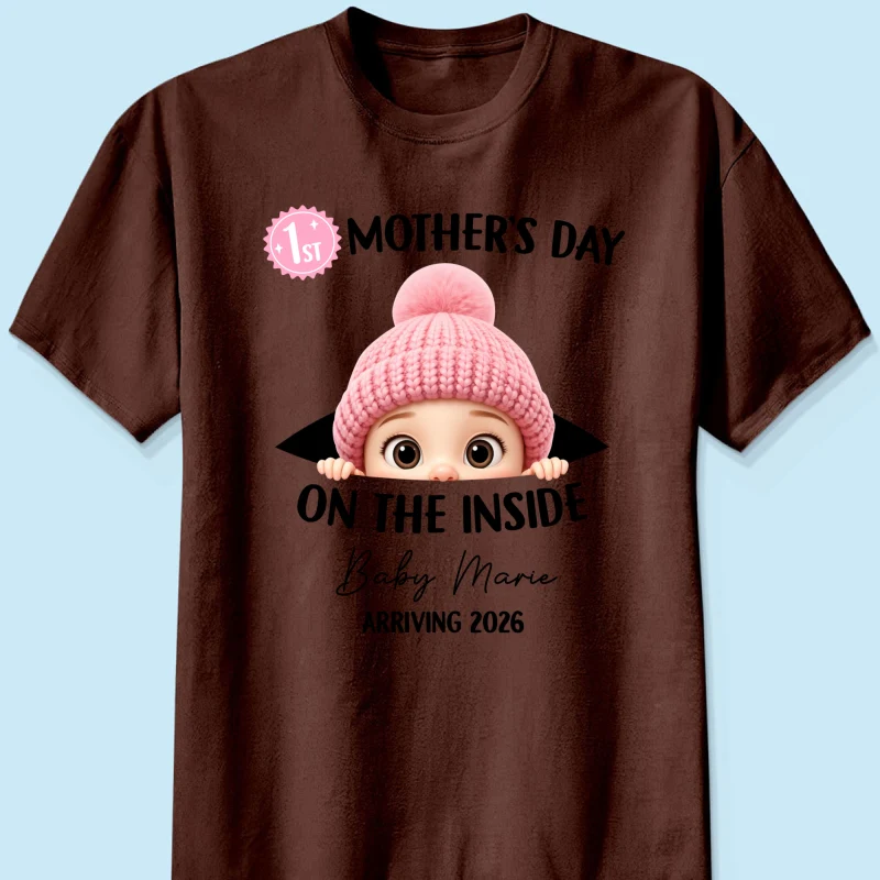 First Mother's Day on the Inside - Personalized Shirt - Baby Arriving Gift, Custom Pregnancy Announcement Tee - Image 25