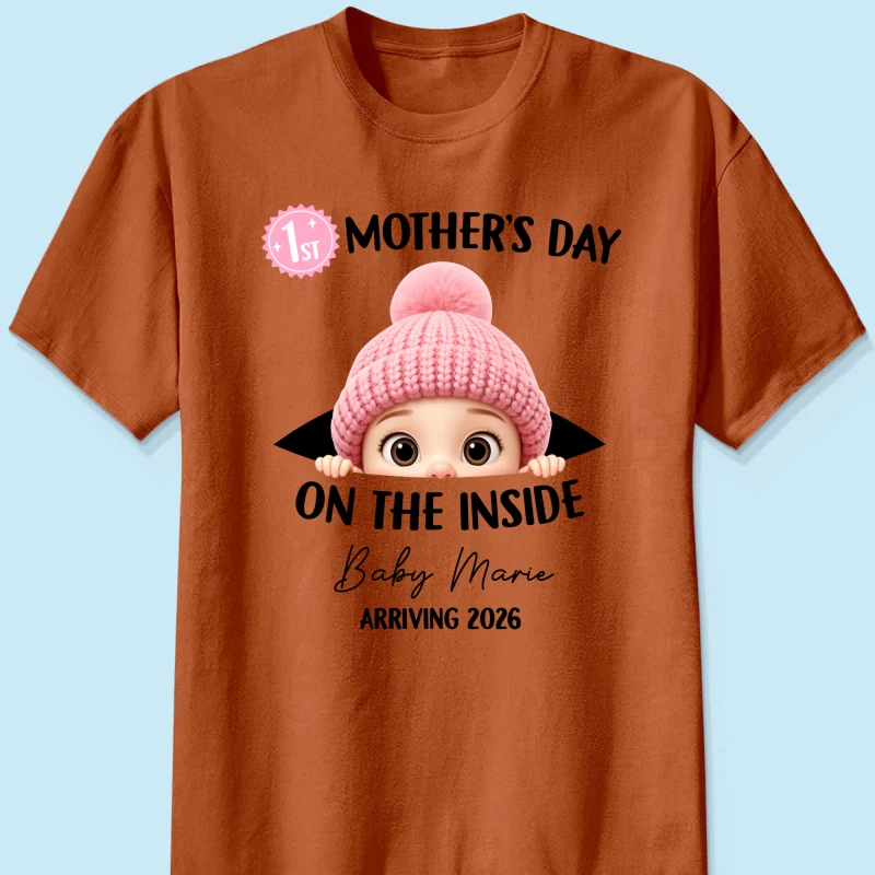 First Mother's Day on the Inside - Personalized Shirt - Baby Arriving Gift, Custom Pregnancy Announcement Tee - Image 26