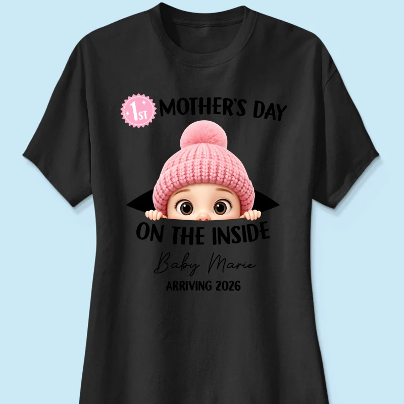 First Mother's Day on the Inside - Personalized Shirt - Baby Arriving Gift, Custom Pregnancy Announcement Tee - Image 27