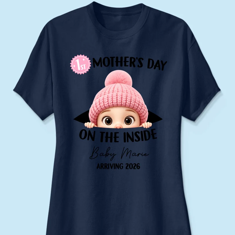 First Mother's Day on the Inside - Personalized Shirt - Baby Arriving Gift, Custom Pregnancy Announcement Tee - Image 28