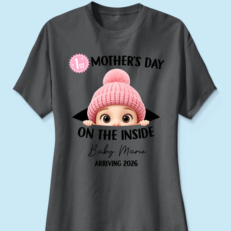 First Mother's Day on the Inside - Personalized Shirt - Baby Arriving Gift, Custom Pregnancy Announcement Tee - Image 29