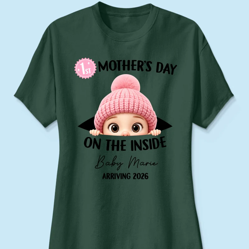 First Mother's Day on the Inside - Personalized Shirt - Baby Arriving Gift, Custom Pregnancy Announcement Tee - Image 31