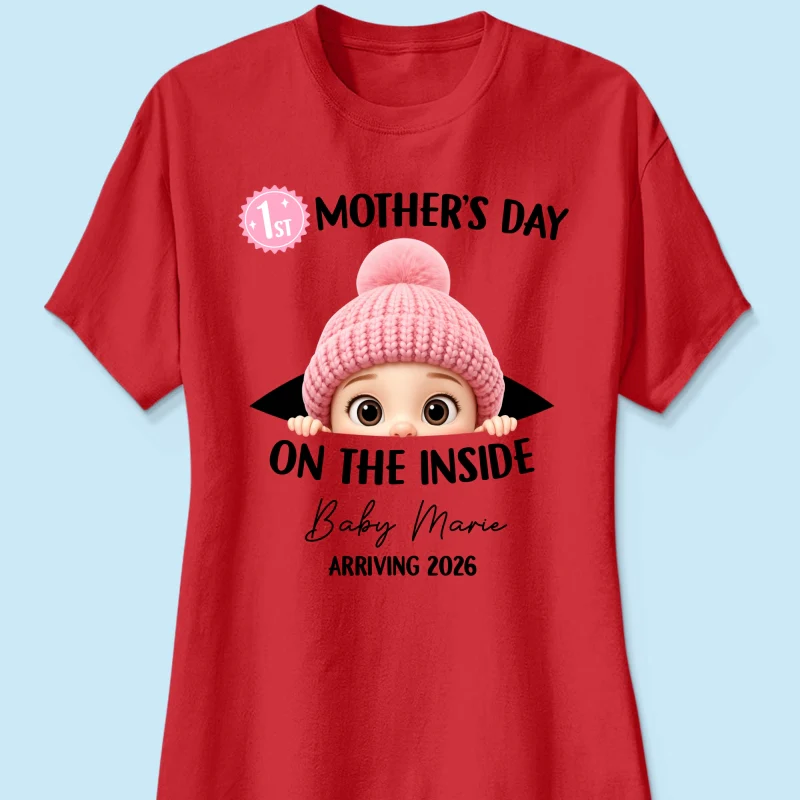 First Mother's Day on the Inside - Personalized Shirt - Baby Arriving Gift, Custom Pregnancy Announcement Tee - Image 33
