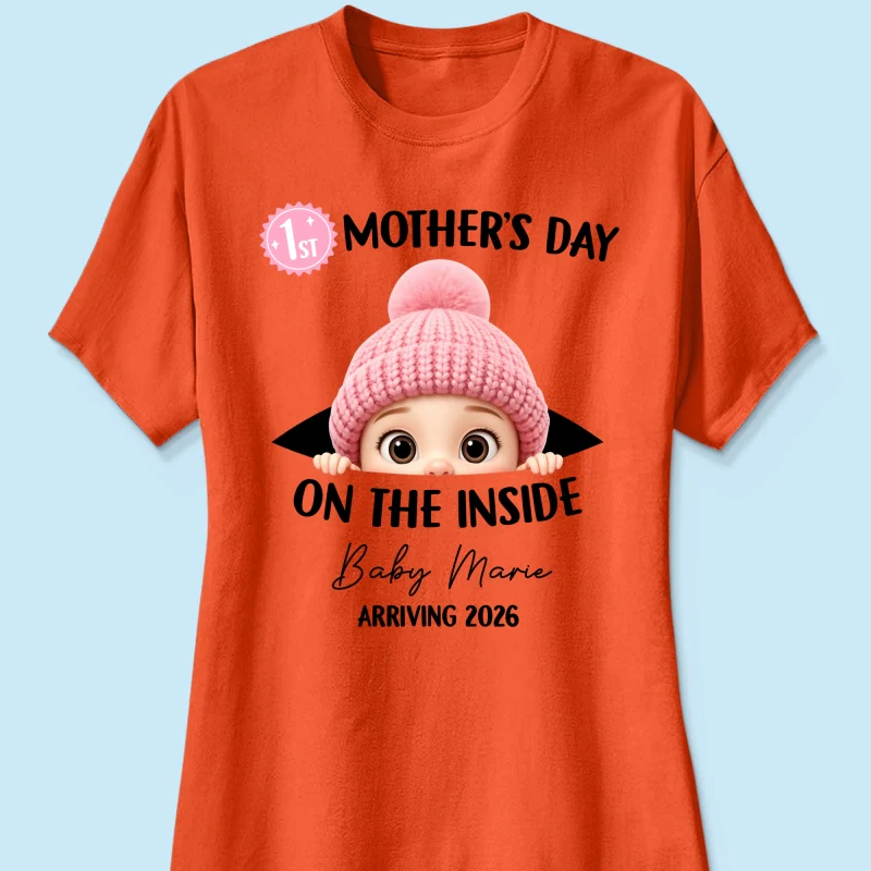 First Mother's Day on the Inside - Personalized Shirt - Baby Arriving Gift, Custom Pregnancy Announcement Tee - Image 34
